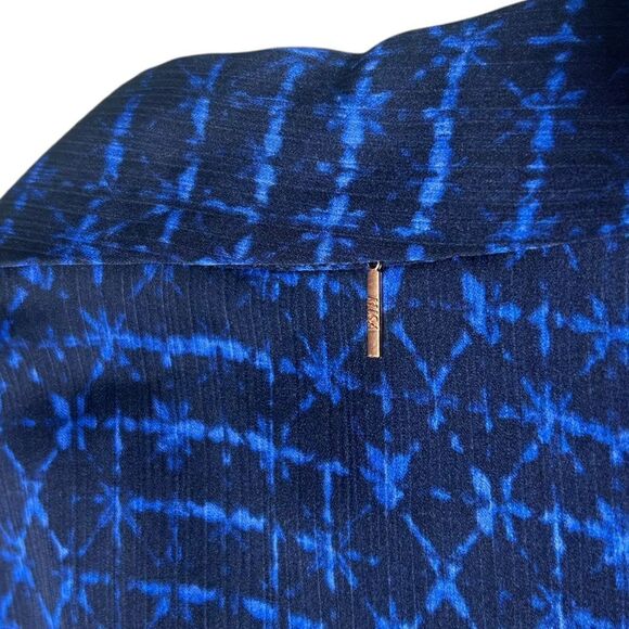 NWT MISA Los Angeles Valentina Chiffon Long Sleeve Wrap Front Dress Dark Blue - Picture 7 of 12